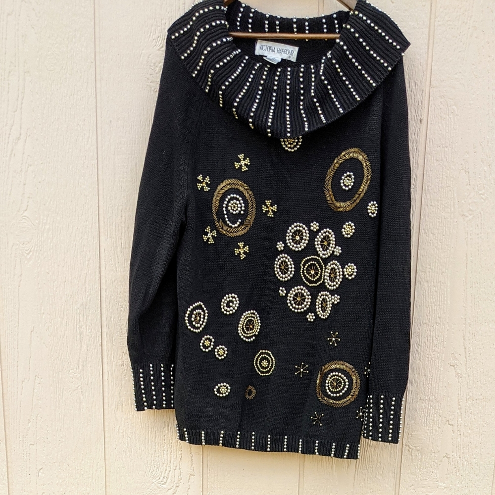 Vintage Beaded Stranger Things Era Chunky Sweater